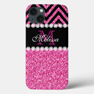 title_seo2 Monograma rosado de Chevron del negro del