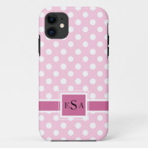 Monograma rosado Polkadot Cute moderno