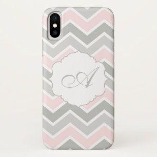 title_seo2 Monograma rosado y gris de Chevron del zigzag