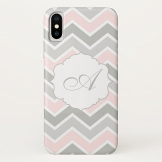 title_seo2 Monograma rosado y gris de Chevron del zigzag