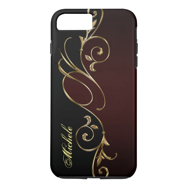 Funda De Case-Mate Para iPhone Monograma Royal Burgundy Gold para iPhone 7 Plus (Reverso)