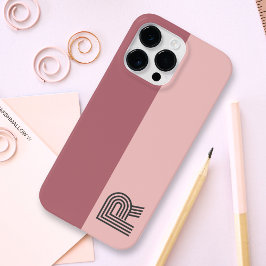 Funda Para iPhone 14 Pro Max De Case-Mate Monograma Rubor de dos bloques de color mínimo Ros