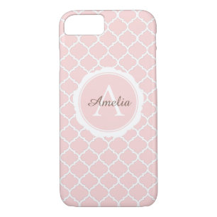 Funda Para iPhone 8/7 Monograma Rubor rosa geométrico