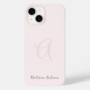 Funda Para iPhone 14 De Case-Mate Monograma Rubor Rosa Moderno Feminina Minimalista