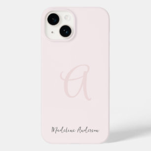 Funda Para iPhone 14 De Case-Mate Monograma Rubor Rosa Moderno Feminina Minimalista