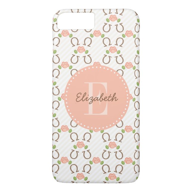 Funda De Case-Mate Para iPhone Monograma Rubor subió y herradura (Reverso)