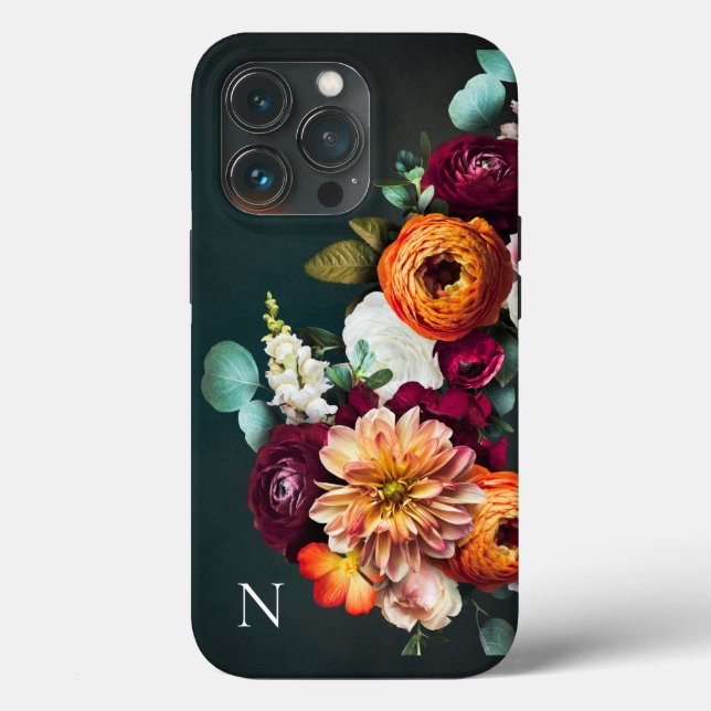 Funda De Case-Mate Para iPhone Monograma Rústico Botánico Elegante Floral (Reverso )