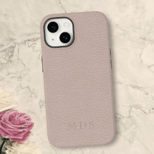 Funda Para iPhone 14 De Case-Mate Monograma simple de Rubor rosa de piel falsa