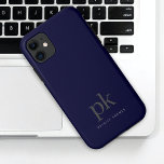 Funda Para iPhone 11 Monograma simple Minimalista oscuro azul moderno<br><div class="desc">Azul oscuro Moderno Minimalista simple Monograma iPhone 11 Funda</div>