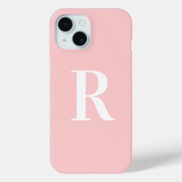 Funda Para iPhone 15 Monograma simple moderno rosa
