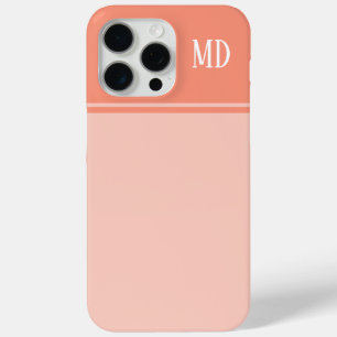 Funda Para iPhone 15 Pro Max Monograma simple y Bonito Salmon rayado rosado