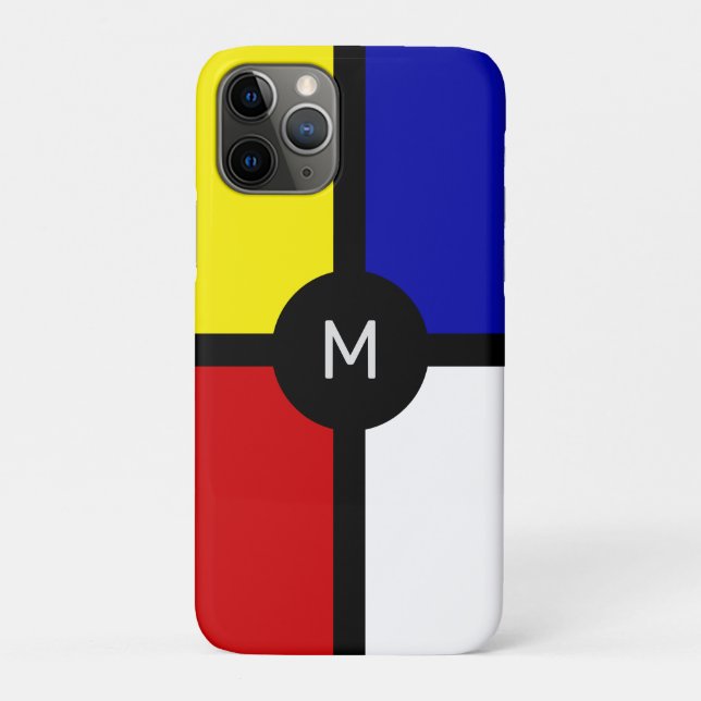 Funda De Case-Mate Para iPhone Monograma sobre el arte de inspiración mondriana e (Reverso)