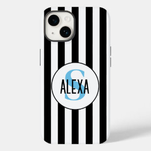 Funda Para iPhone 14 De Case-Mate Monograma Sobre Rayas Negra Y Blanca