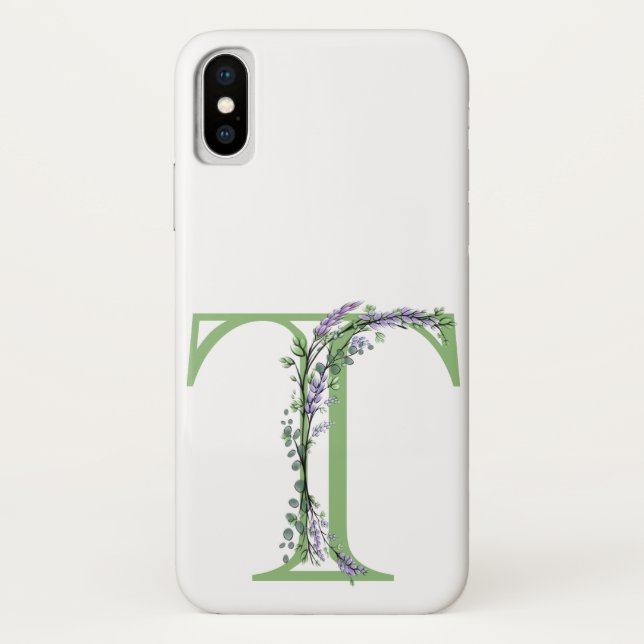 Funda De Case-Mate Para iPhone Monograma T Lavender Eucalyptus (Reverso)