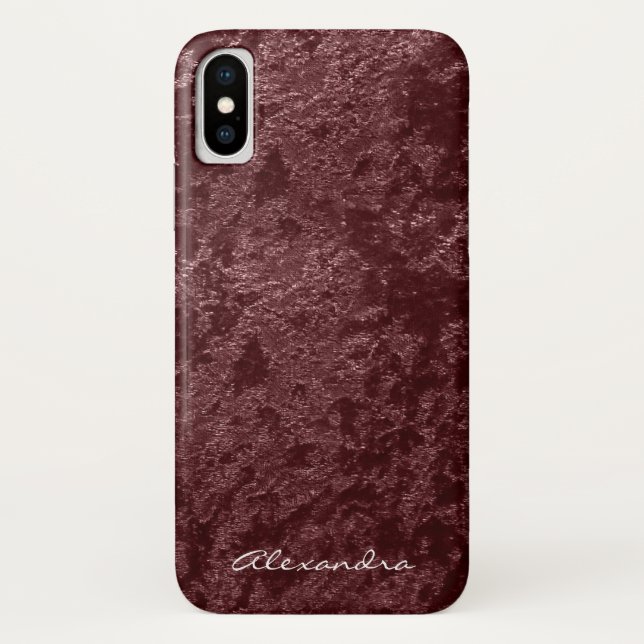 Funda De Case-Mate Para iPhone Monograma Tejido de imitación de terciopelo rojo m (Reverso)