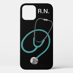 Funda Para iPhone 12 Monograma Tema de enfermería médica R.N.