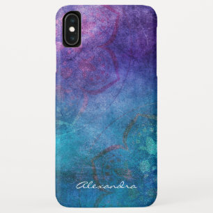 Funda Para iPhone XS Max Monograma Turquesa y Flor Verde Lotus