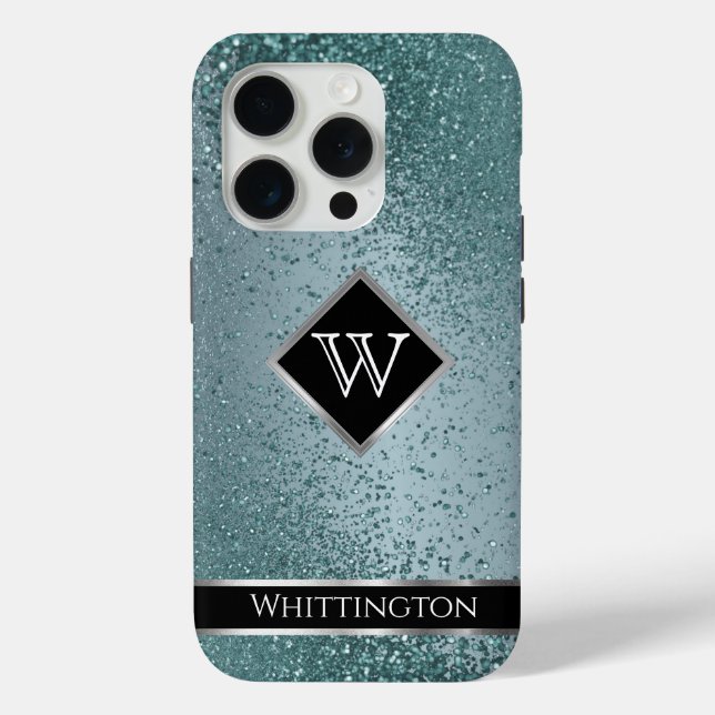 Funda De Case-Mate Para iPhone Monograma Twinkle Ombre - Verde azulado (Reverso )