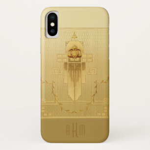 Funda Para iPhone X Monograma único de arte de oro