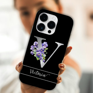 Funda Para iPhone 14 Pro De Case-Mate Monograma V plata nombre personalizado azul violet