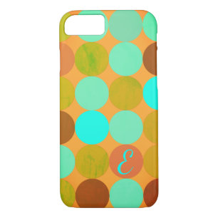 Funda Para iPhone 8/7 Monograma verde azul turquesa y círculo Naranja