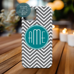 Funda Para iPhone 14 De Case-Mate Monograma verde azulado del personalizado de los