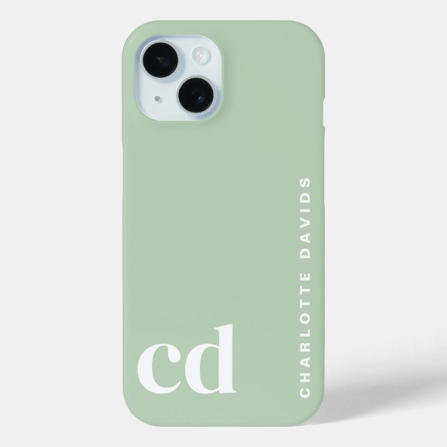 Funda De Case-Mate Para iPhone Monograma verde crudo (Reverso )
