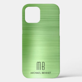 Funda Para iPhone 12 Monograma verde elegante