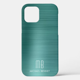 Funda Para iPhone 12 Monograma Verde Elegante