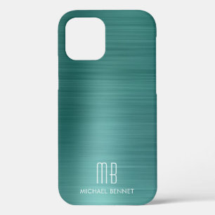 Funda Para iPhone 12 Monograma Verde Elegante