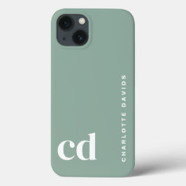 Funda Para iPhone 13 Monograma verde lindo