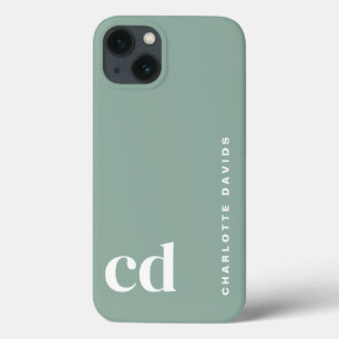 Funda Para iPhone 13 Monograma verde lindo