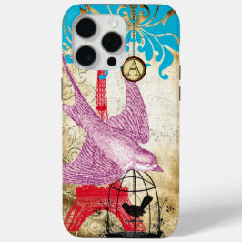 title_seo2 Monograma Vintage Bird Effiel Tower Damask iPhone