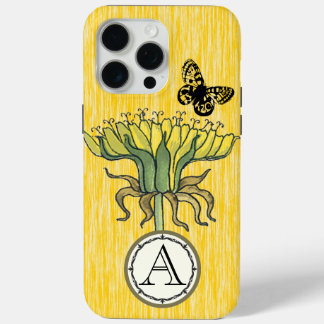 Funda Para iPhone 15 Pro Max Monograma Vintage Dandilion Moderno Iphone Flor