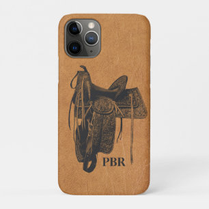 Funda Para iPhone 11 Pro Monograma vintage de la silla de caballo occidenta