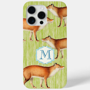 title_seo2 Monograma Vintage Fox Art Lime Wood Pattern iphone