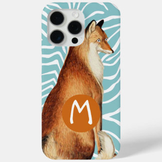 Funda Para iPhone 15 Pro Max Monograma Vintage Fox Art Lime Wood Pattern iphone