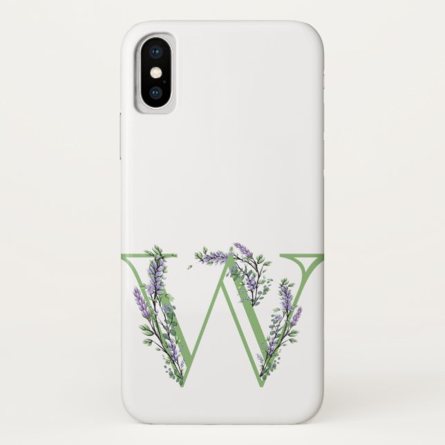 Funda De Case-Mate Para iPhone Monograma W Lavender Eucalyptus (Reverso)