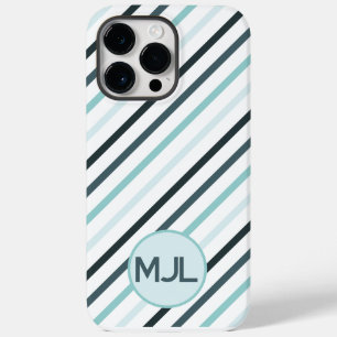 Funda Para iPhone 14 Pro Max De Case-Mate Monograma y bandas azul Verde azulado personalizad