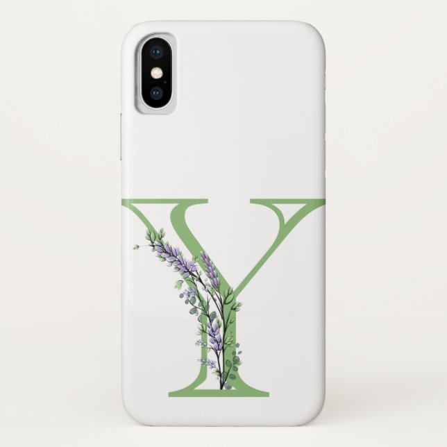 Funda De Case-Mate Para iPhone Monograma Y Lavender Eucalyptus (Reverso)