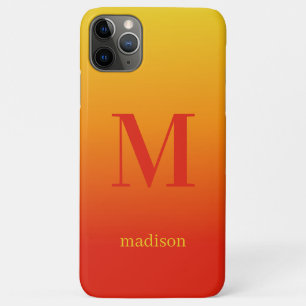 Funda Para iPhone 11 Pro Max Monograma y nombre de personalizado gradiente amar