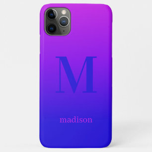 Funda Para iPhone 11 Pro Max Monograma y nombre de personalizado Gradiente rosa