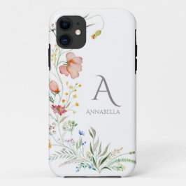 Funda Para iPhone 11 Monograma y nombre del Personalizado de flores sil