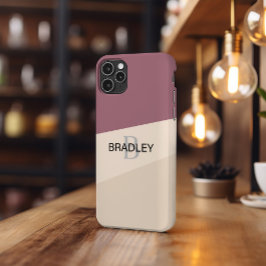 Funda Para iPhone 13 Pro Monograma Y Nombre Personalizados De Beige Marrón