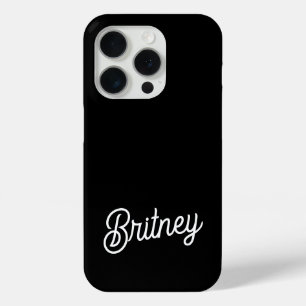 Funda Para iPhone 15 Pro Monograma y nombre personalizados de blanco negro 