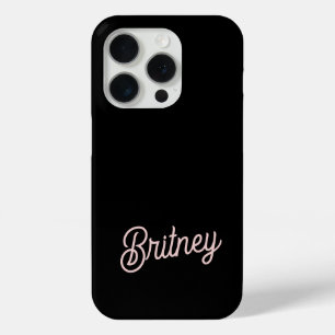 Funda Para iPhone 15 Pro Monograma y nombre rosado polvoriento de Rubor mod