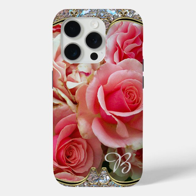 Funda De Case-Mate Para iPhone Monograma yuxtapose Rosa (Reverso )