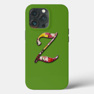 Funda Para iPhone 13 Pro Monograma Z inicial en diseño floral