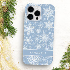 Funda Para iPhone 14 Pro Max De Case-Mate Monogramación de copos de nieve azules y blancos n