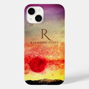 Funda Para iPhone 14 De Case-Mate Monogramación de las montañas Watercolor Sunset